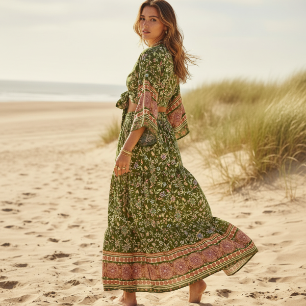 Green Boho Floral Matching Set