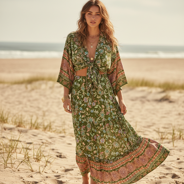 Green Boho Floral Matching Set