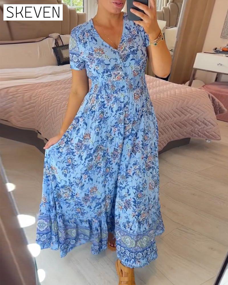 Floral print v-neck dress
