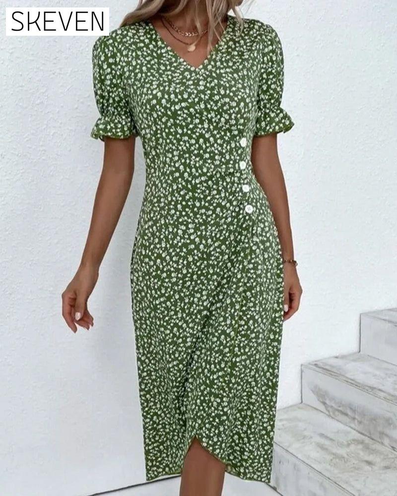 Floral print button short sleeve dress 23BF Casual Dresses Clothes Dresses SALE Summer