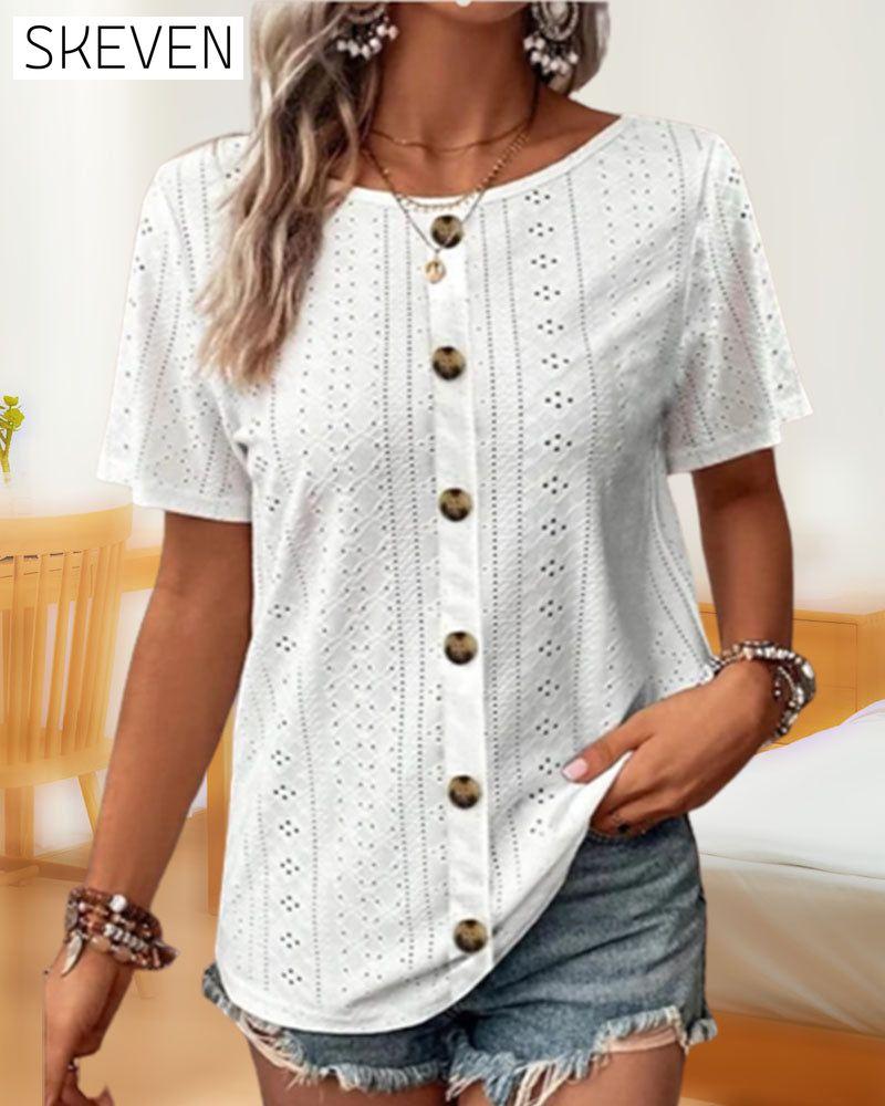 Solid color round neck T-shirt