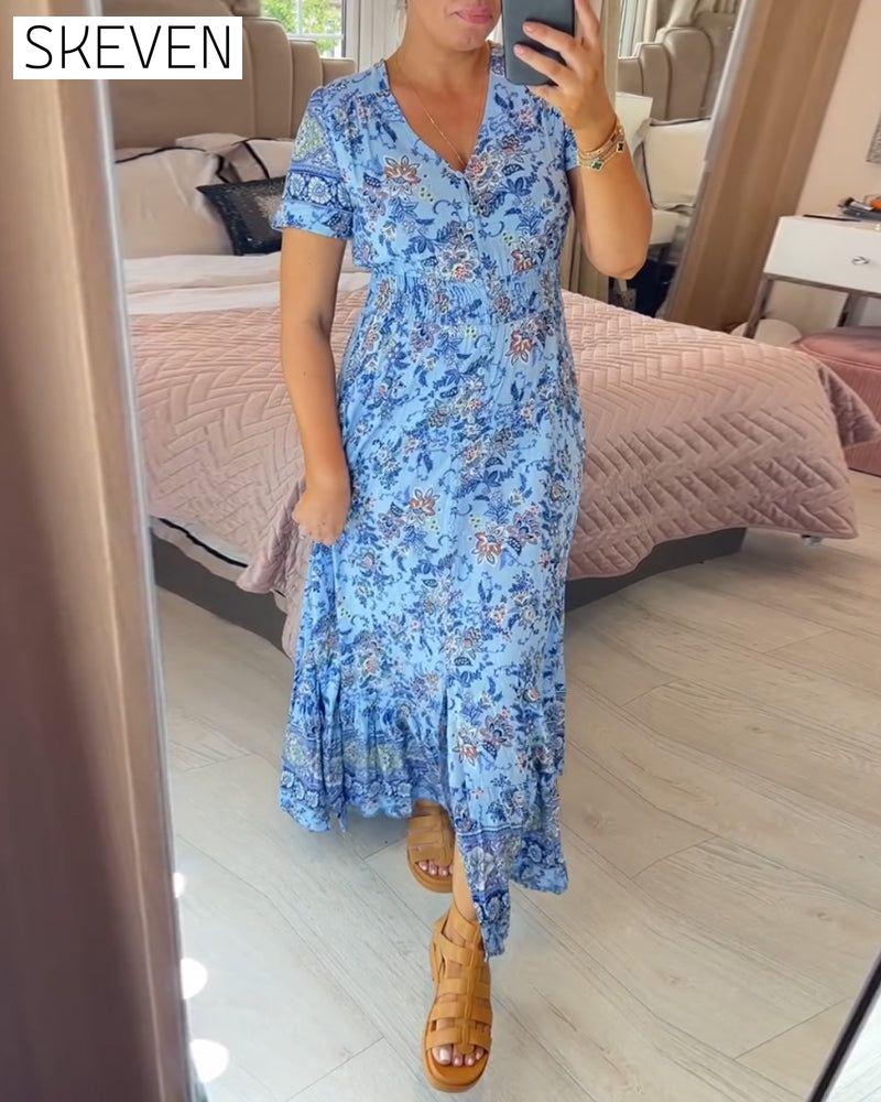 Floral print v-neck dress
