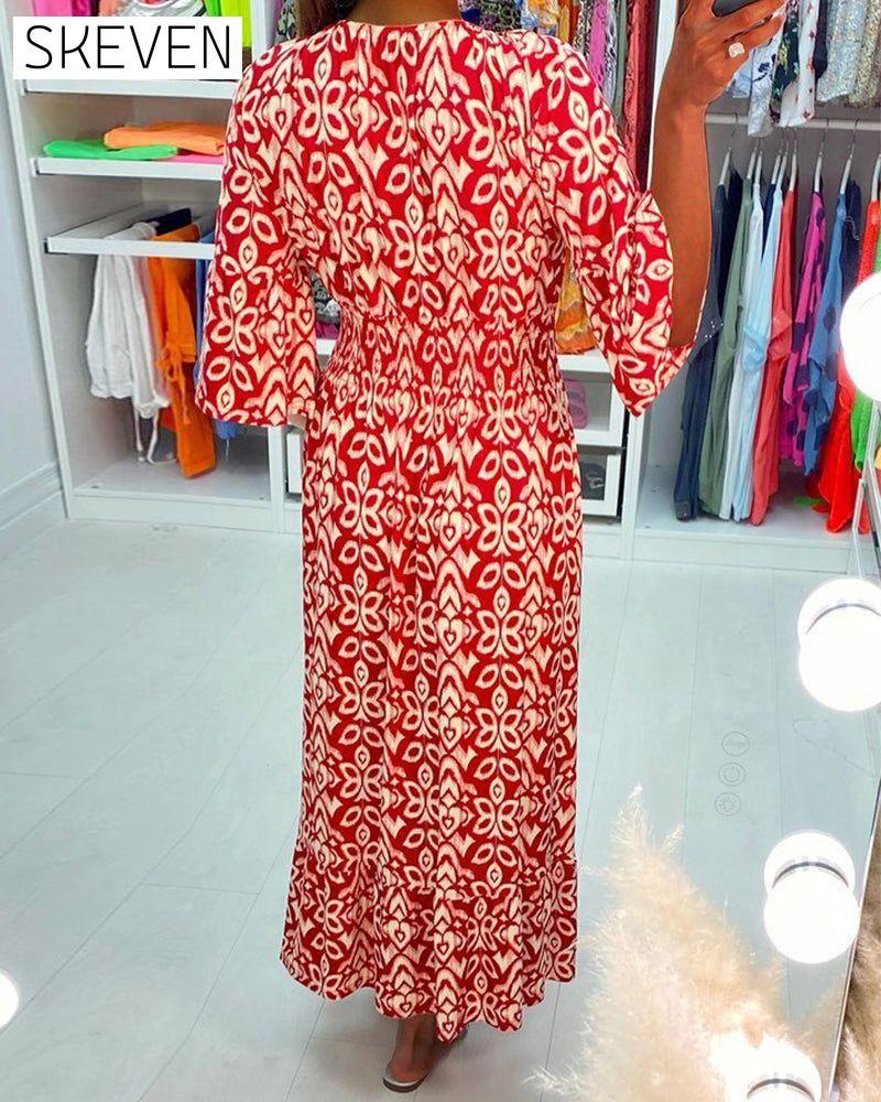 Red Printed Maxi Dress 23BF Casual Dresses Clothes discount Dresses Summer