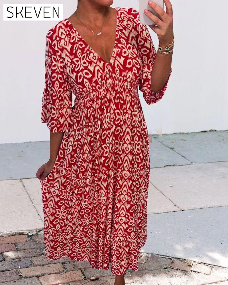 Red Printed Maxi Dress 23BF Casual Dresses Clothes discount Dresses Summer