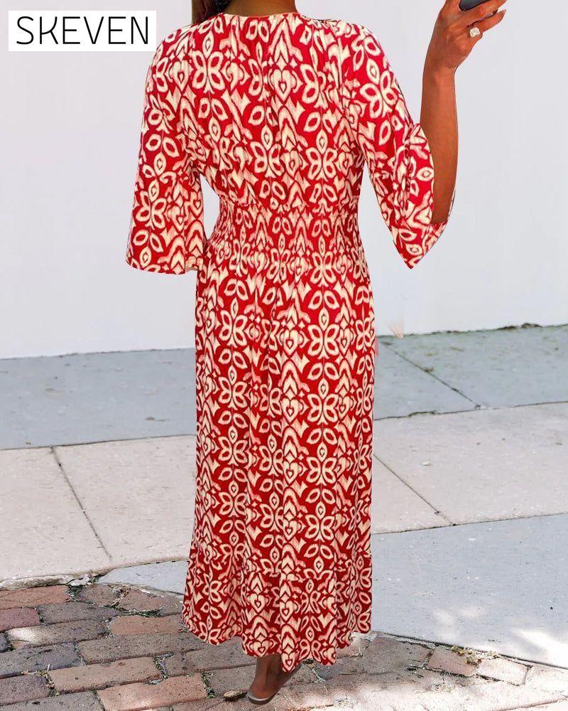 Red Printed Maxi Dress 23BF Casual Dresses Clothes discount Dresses Summer
