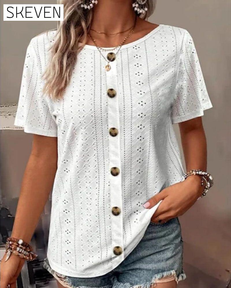 Solid color round neck T-shirt