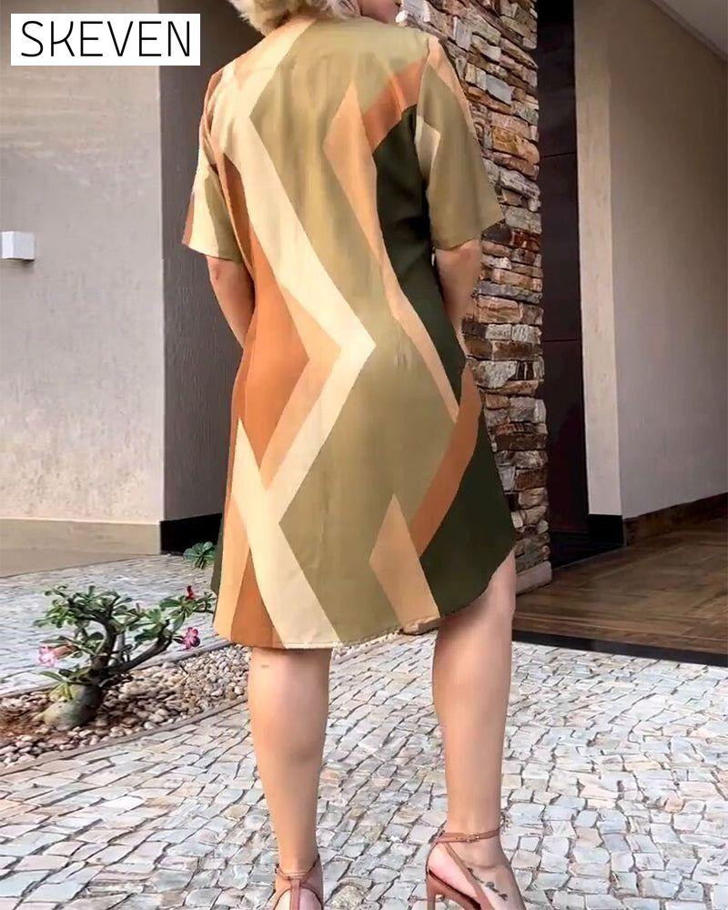 V neck short sleeve shirt dress 23BF Casual Dresses Clothes Dresses Spring Summer
