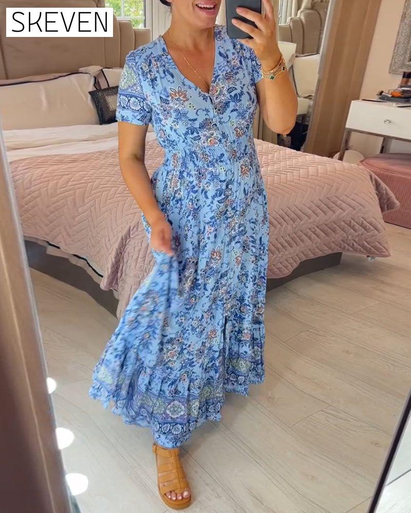 Floral print v-neck dress