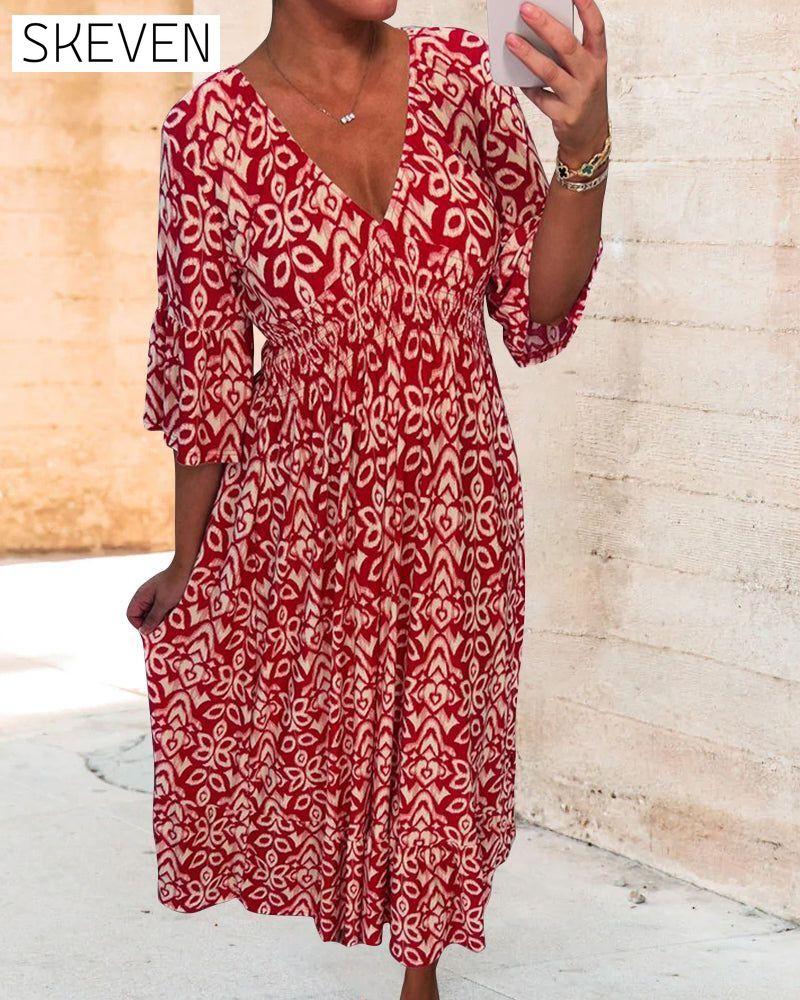 Red Printed Maxi Dress 23BF Casual Dresses Clothes discount Dresses Summer