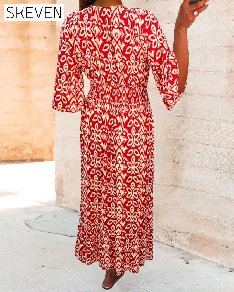 Red Printed Maxi Dress 23BF Casual Dresses Clothes discount Dresses Summer