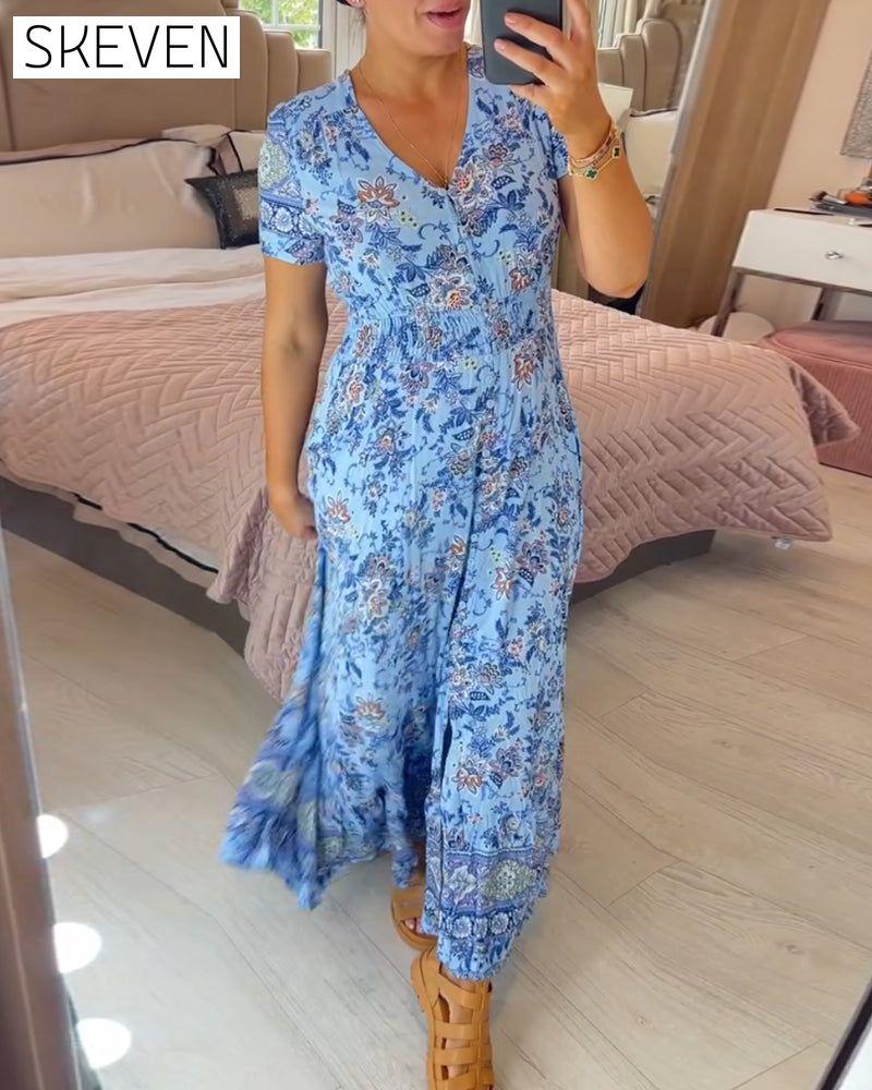 Floral print v-neck dress