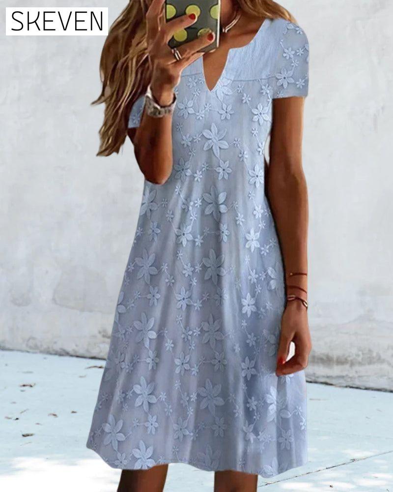 Elegant Lace Floral Short Sleeve Dress 23BF Casual Dresses Clothes Dresses SALE Spring Summer