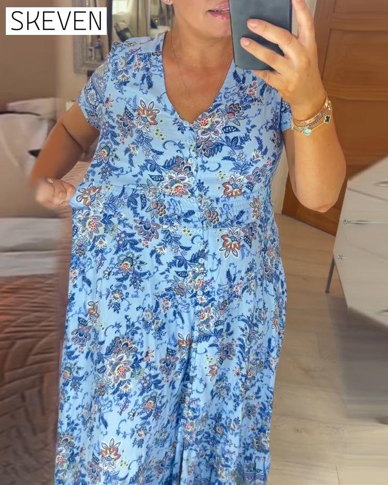 Floral print v-neck dress
