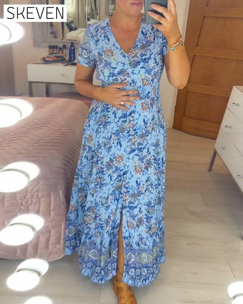 Floral print v-neck dress