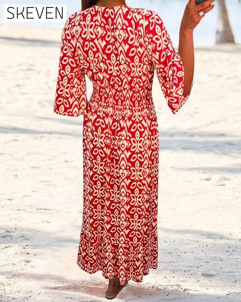 Red Printed Maxi Dress 23BF Casual Dresses Clothes discount Dresses Summer