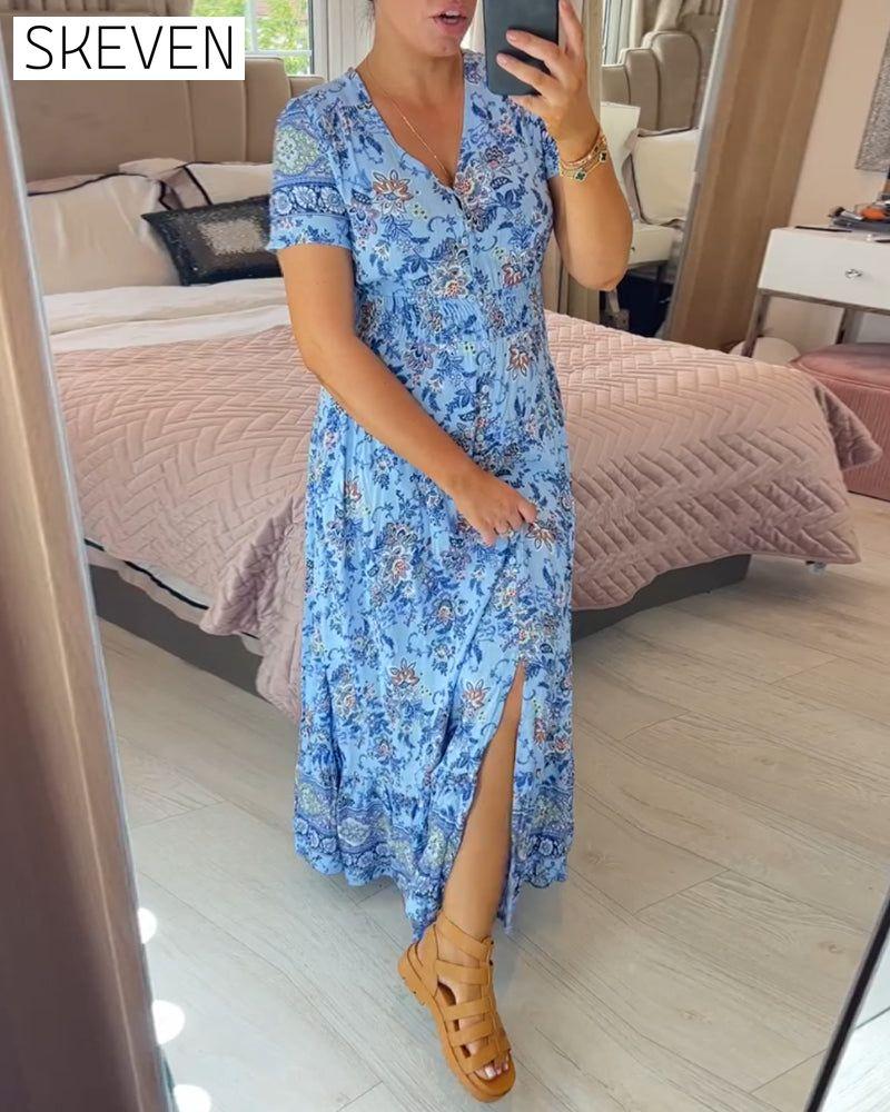Floral print v-neck dress