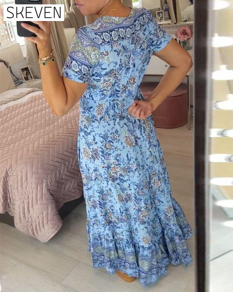 Floral print v-neck dress