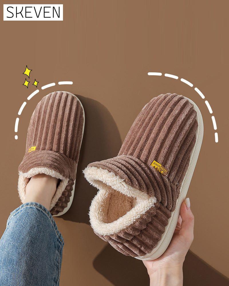 Home warm solid color flat shoes
