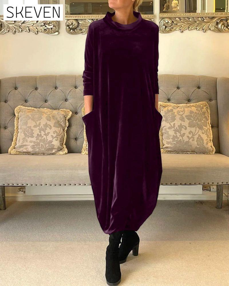 Pocket stand collar dress Purple 2023 f/w 23BF casual dress casual dresses clothes Dresses evening dresses