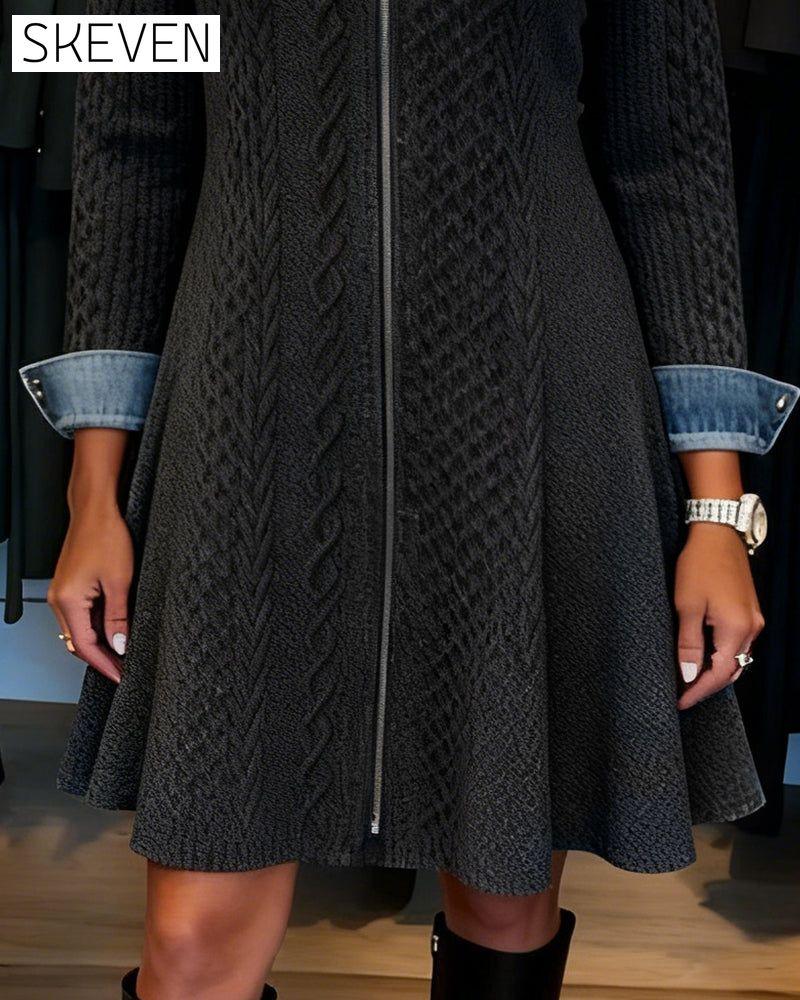 Robe à revers bicolore zippée