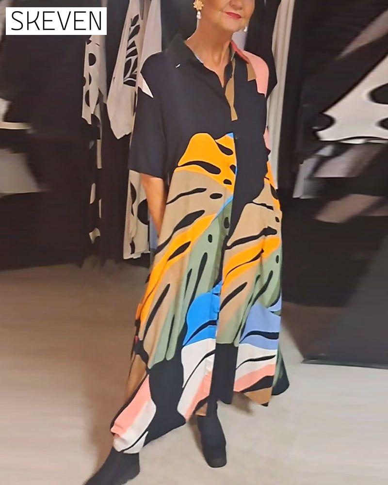 Casual lapel printed dress