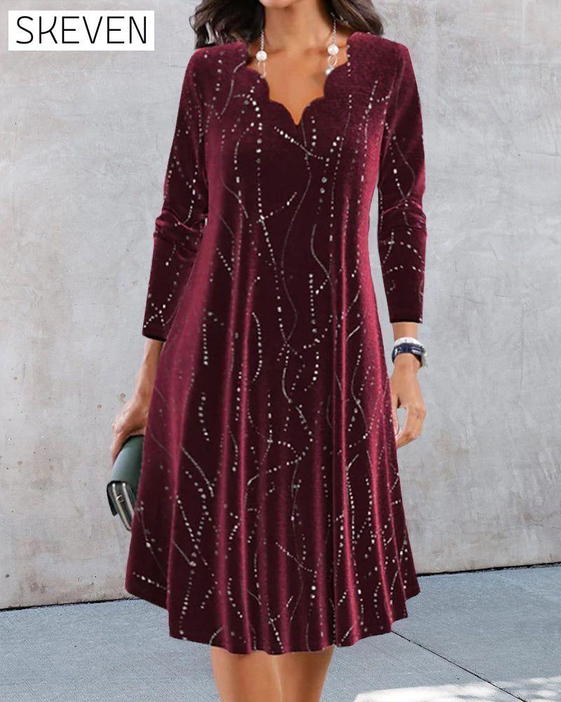 V-neck long-sleeve elegant dress 2023 f/w 23BF casual dresses christmas Clothes Dresses Evening Dresses party dresses