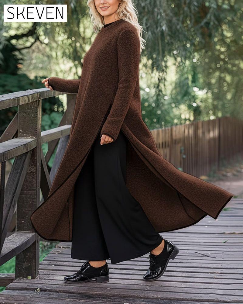 Casual Warm Side Slit Long Dress