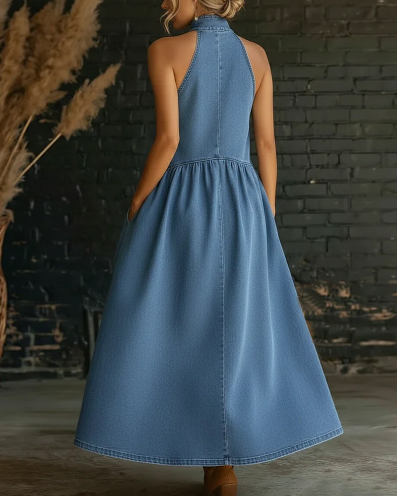 Fashion Sleeveless Denim Chic Dress