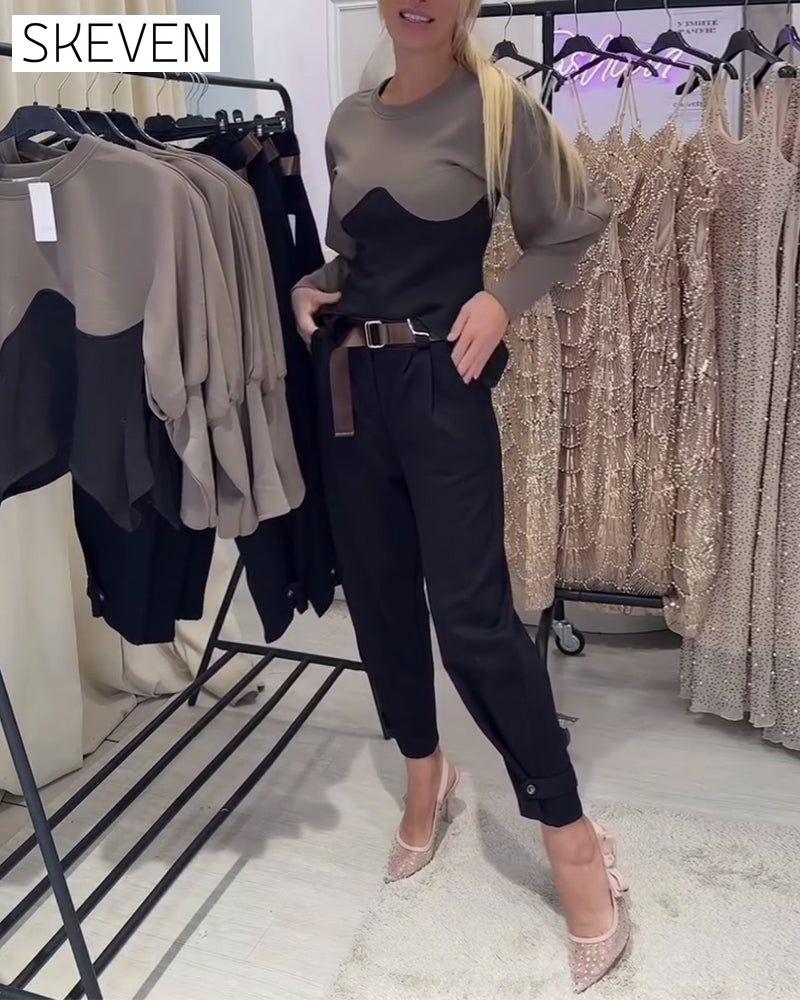 Round Neck Long Sleeve Fitted Top