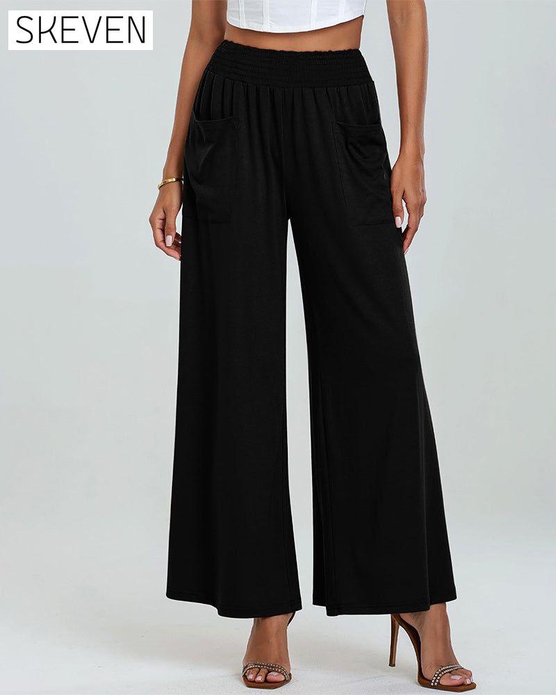 Pantalon bootcut à taille élastique et poches