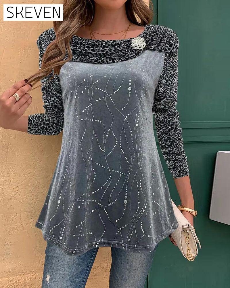 Leopard Print Long-Sleeved Top