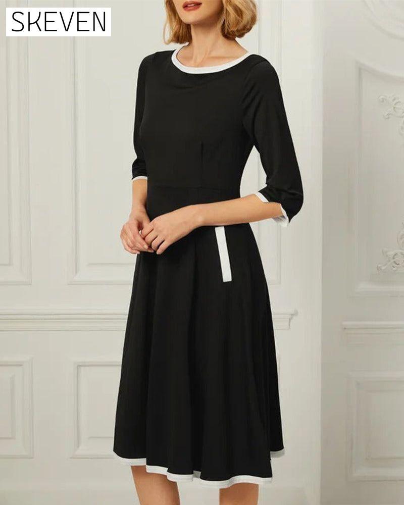 Round neck elegant pocket dress 2023 f/w 23BF casual dresses Clothes Dresses spring