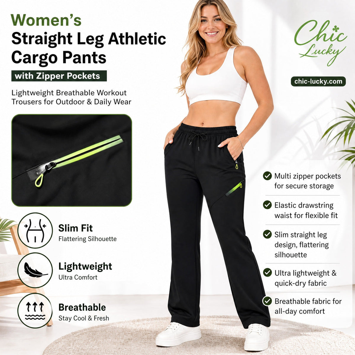 🔥LAST DAY SALE 50% OFF!!🔥Women’s Straight-Leg Cargo Trousers – Elastic Waist, 6-Pocket Casual Pants for Work, Travel & Everyday Wear 👖✨