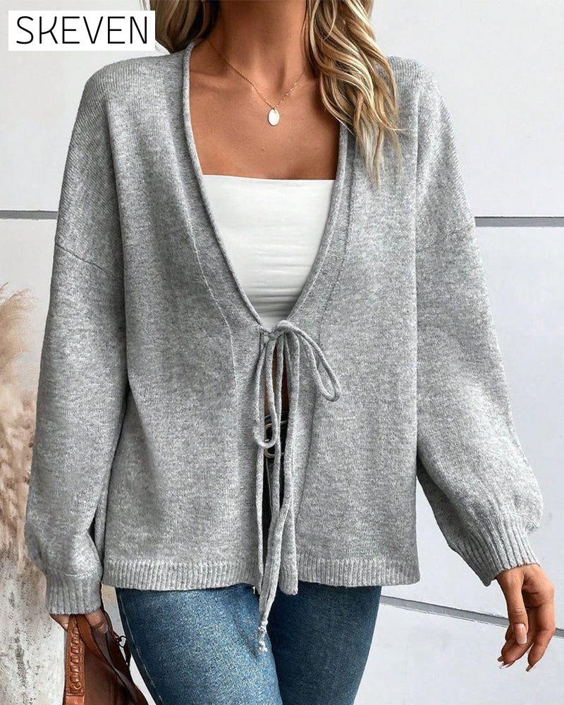 Solid color tie sweater 2023 f/w 23BF cardigans Clothes hoodies & sweatshirts SALE spring Tops/Blouses