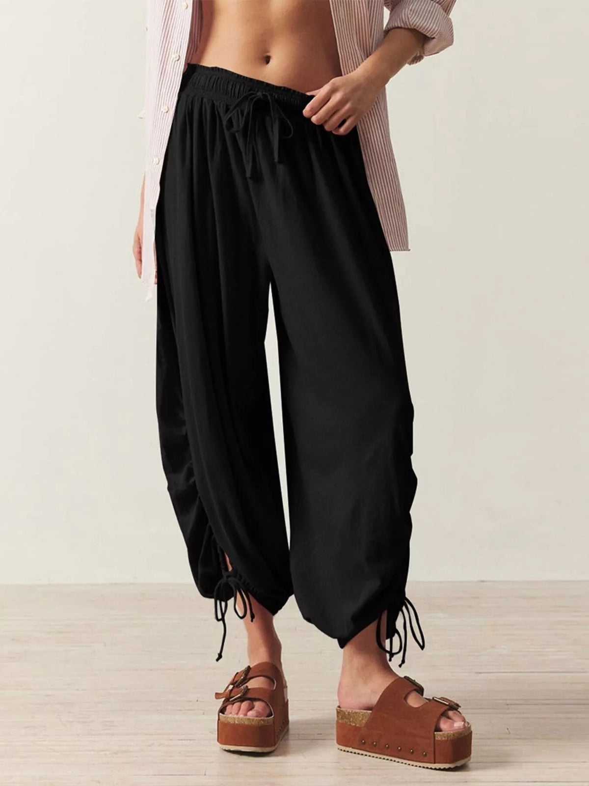 Ruched Drawstring Harem Pants