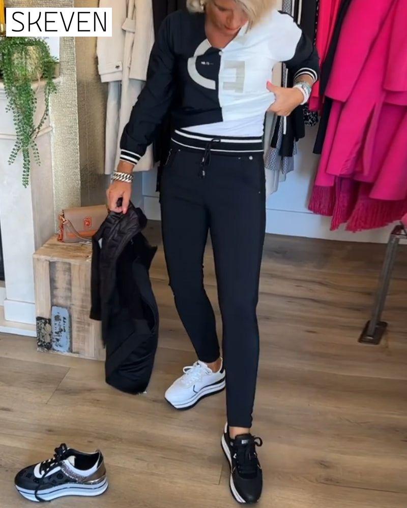 V-neck color block top