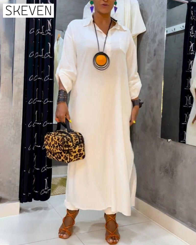 Kleid in Unifarbe mit Reverstasche