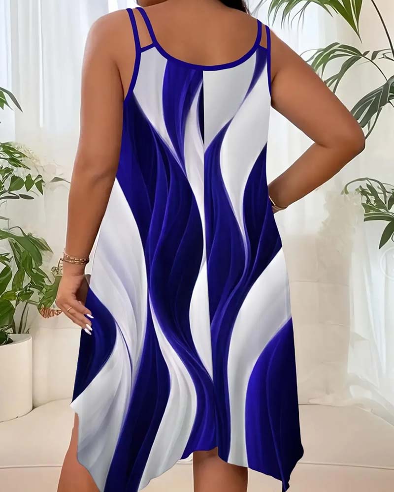 Color-Block Wavy Camisole Dress