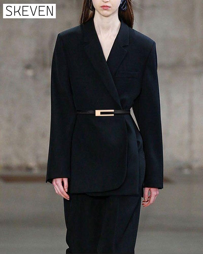 Simple retro solid color thin belt