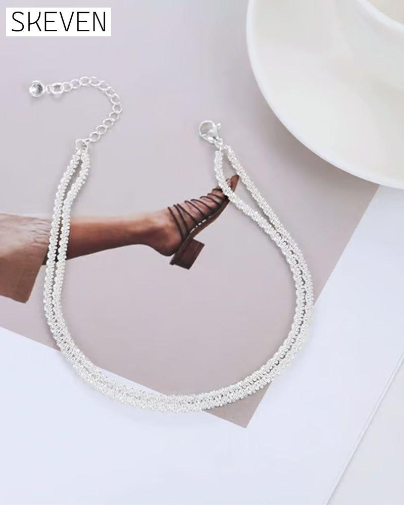 🏖️ KC Gold- und Sterlingsilber-Fußkettchen für Damen