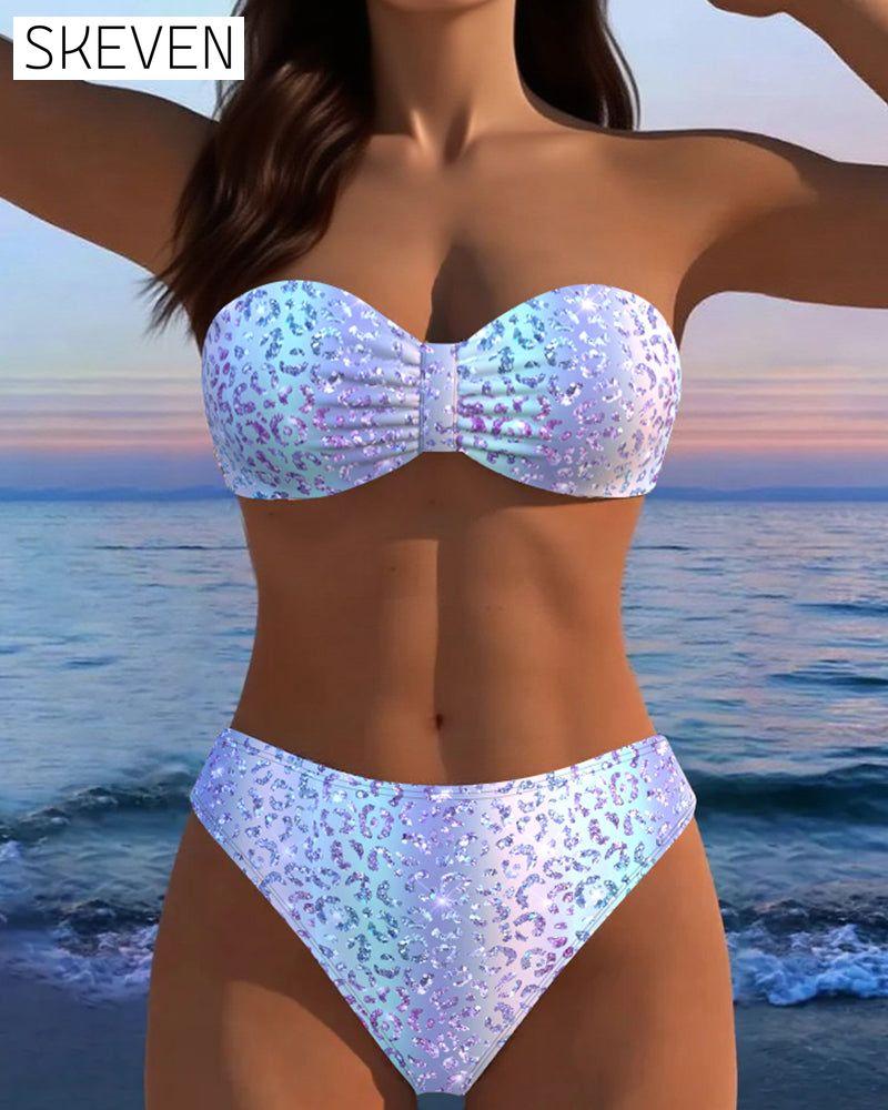 Leopard Print Bandeau Bikini