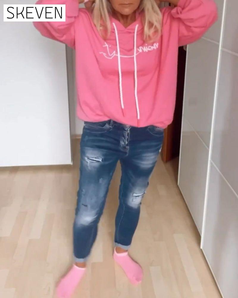 Loose anchor print hoodies