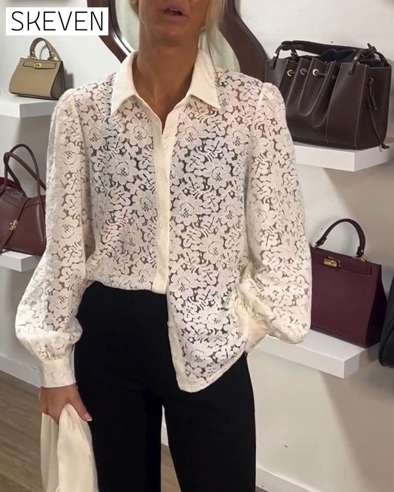 Chemise à ruban à manches longues style français