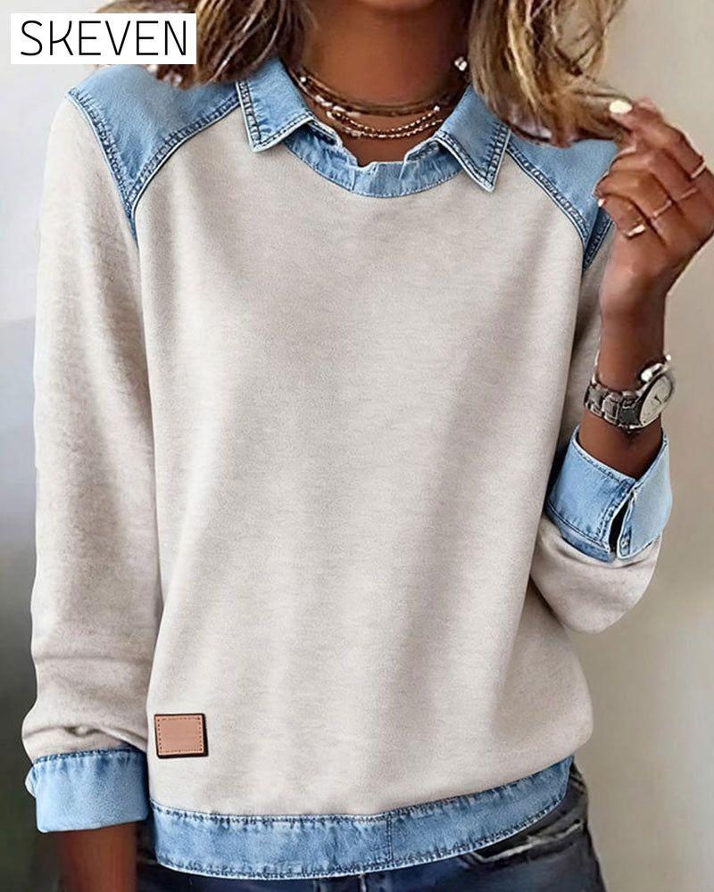 Fashionable Lapel Long-Sleeved Blouse