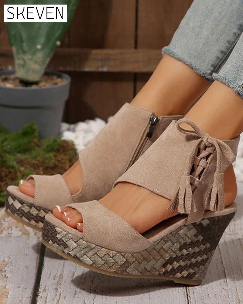 👡Women's Open Toe Platform Wedge Tassel Sandals