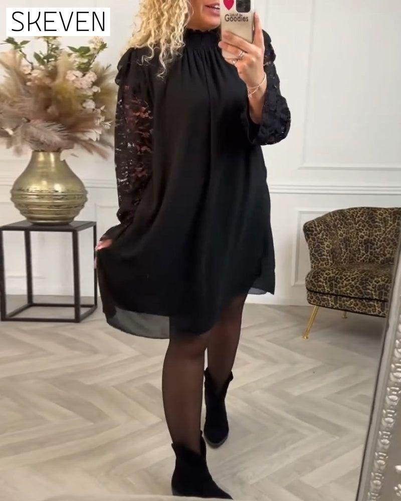 Elegant Hollow Shift dress with Lace