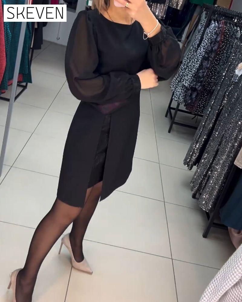Elegantes einfarbiges Kleid