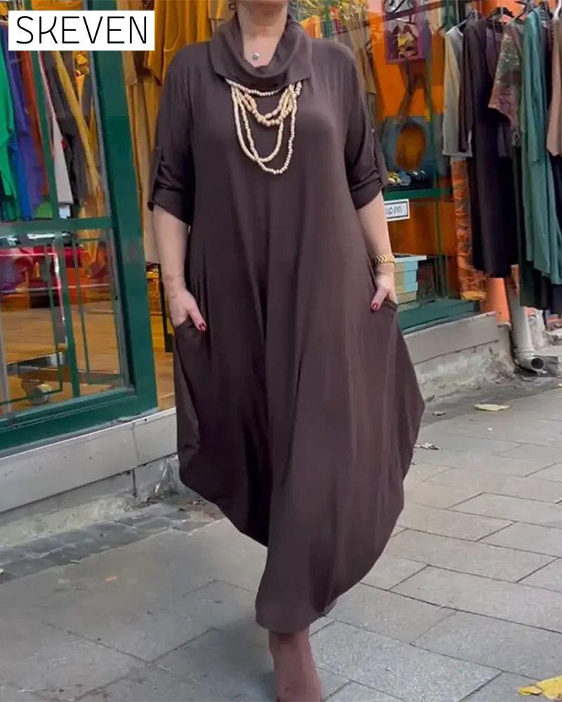 Robe tendance ample à col montant