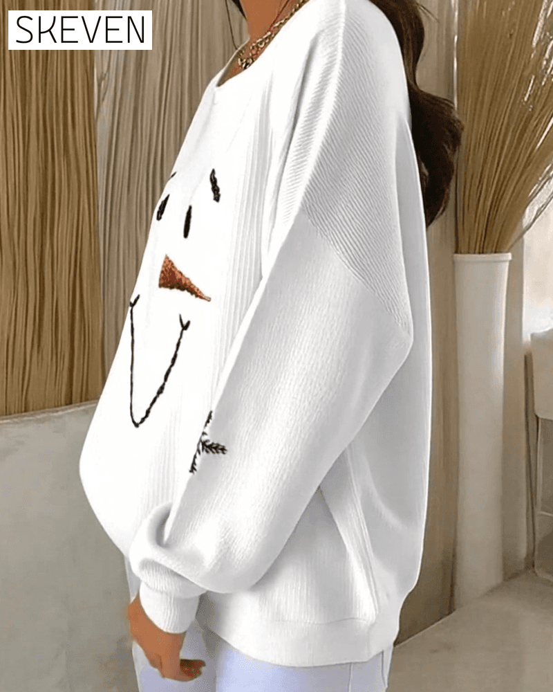 Snowman Printed Round-Neck Sweatshirt