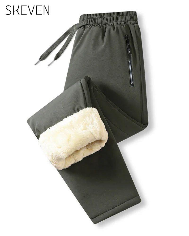 Pantalon imperméable doublé chaud à cordon de serrage pour homme